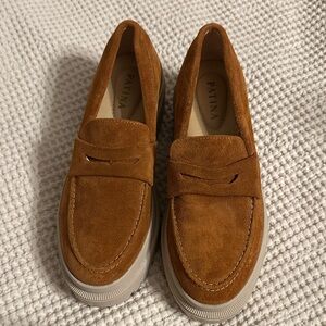 Patina Women Tan Suede Loafers